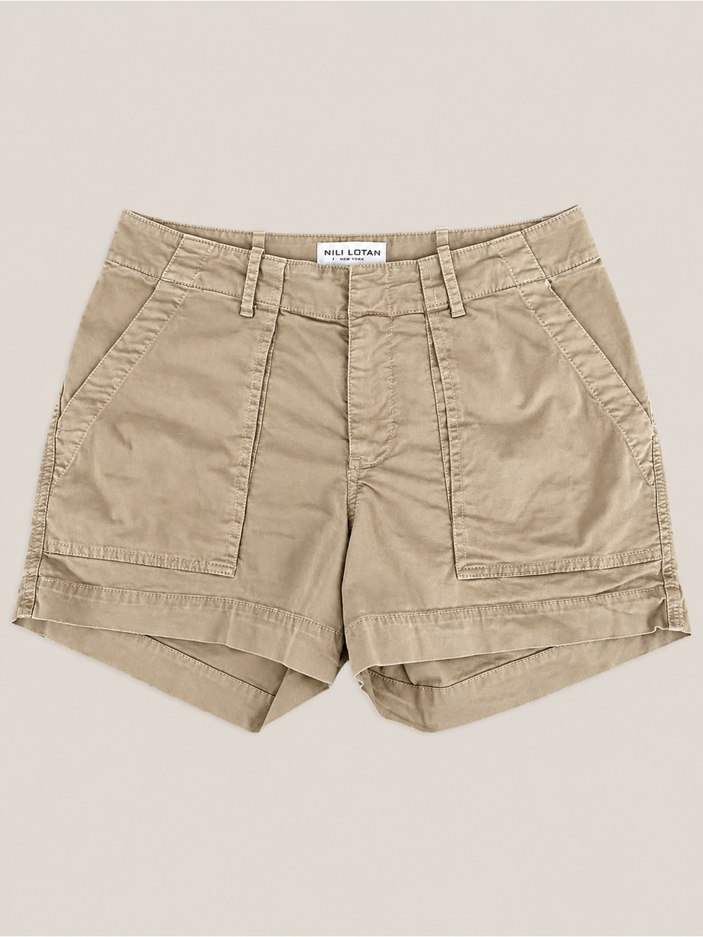 Nili Lotan Khaki Utility Shorts Size 6 Cotton Made in USA